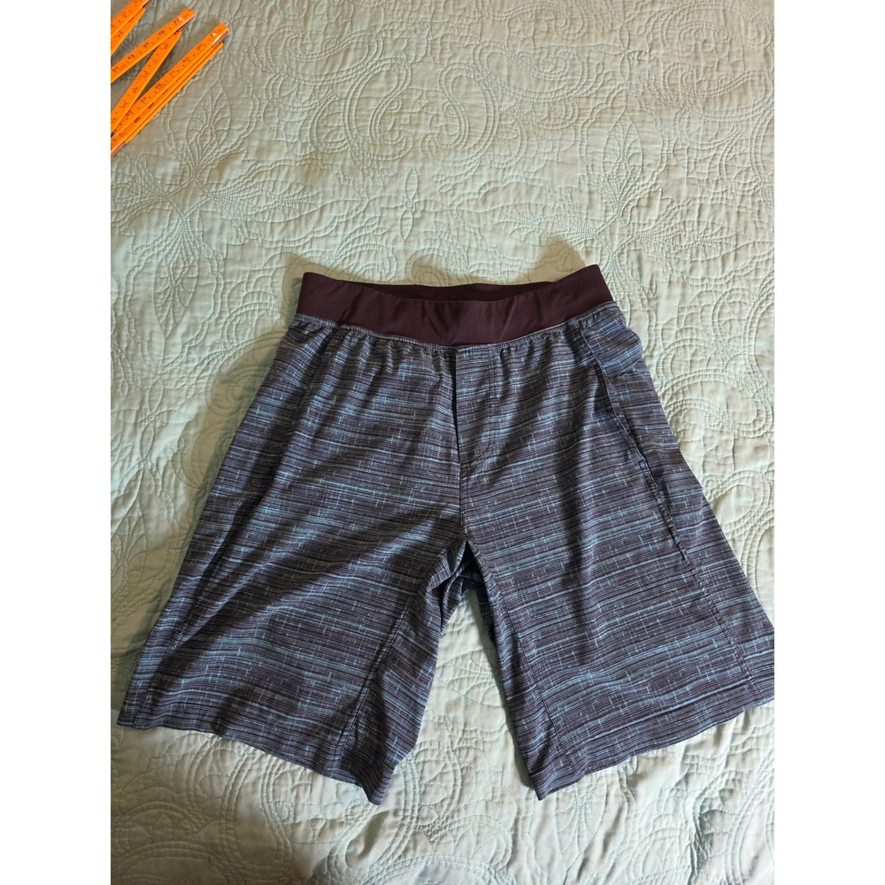 Lululemon Mens Medium Linerless Black Teal Space Dye 11 inch Inseam
